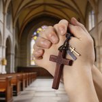 Personalized Adjustable Wooden Cross Necklace with Text Daily Wear Religious Baptism Gift for Christian Woman Man