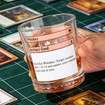 Personalized Classic Card Design 10 oz Old Fashioned Rock Whiskey Glass with Bottom Text Birthday Gift for Man Bartender Whiskey Enthusiast
