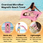 Personalised Multicolor Cartoon Character Oversized Quick Dry Magnetic Beach Towel with Name Summer Travel Essentials Birthday Gift for Family Friends