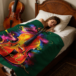 Personalized Splatter Oil Musical Instrument Pattern Soft Throw Blanket with Name Home Decor Birthday Daily Use Gift for Music Instrument Lovers