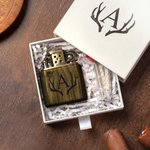 Personalized Engraved Monogram Sandalwood Lighter Kit with Initial Name and Box Daily Use Wedding Birthday Gift for Men Groomsmen