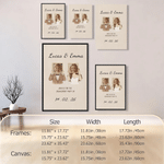 Personalized Newlyweds Childhood Photo Canvas Poster Frameless Framed Painting with Names and Date Wedding Engagement Party Gift for Couple