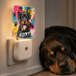 Personalized Graffiti-Style Oil Painting Pet Photo LED Plug in Night Light with Light Sensor Room Decor Birthday Gift for Pet Lovers