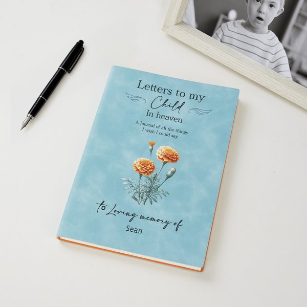 Personalized Letters To My Child In Heaven Birth Flower A5 Journal Notebook with Name Miscarriage Remembrance Baby Memorial Gift for Parents