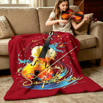 Personalized Splatter Oil Musical Instrument Pattern Soft Throw Blanket with Name Home Decor Birthday Daily Use Gift for Music Instrument Lovers