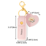 Personalized Birth Flower PU Leather Lipstick Case Keychain with Name and Heart-Shaped Mirror Makeup Essentials Birthday Gift for Women