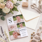 Personalized Baby Photo Collage Foldable Birth Announcement Greeting Card with Name and Date Baby Shower Birthday Gift for New Parents
