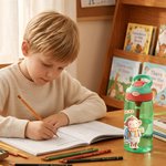 Personalised Cute Cartoon Animal 16 oz Water Bottle with Straw and Name Daily Use Birthday Back to School Gift for Kid Boy Girl