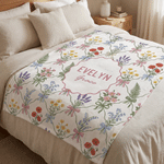 Personalised Vintage Bow Flower Soft Throw Blanket with Name Nursery Decor Baby Shower Gift for Baby Girls Toddlers