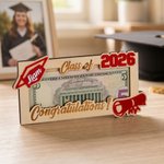 Personalised Graduation Cap Congratulations Wooden Money Holder with Name and Year Graduation Party Gift for Graduates