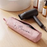 Personalized Birth Flower Heat Resistant Waterproof Hair Tool Storage Bag with Name Travel Daily Dorm Use Birthday Gift for Woman Mom