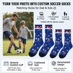 Personalized Photo Funny Soccer Pattern Breathable Mid-Calf Socks with Name and Number  Daily Wear World Cup Birthday Gift for Man Kid Football Lover