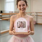 Personalized Pink Shining Ballet Moment Name Acrylic Photo Frame Ornament with Photo and Wood Base Anniversary Birthday Gift for Ballet Lovers