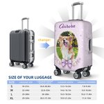 Personalised Bow Heart Flower Pattern Pet Photo Luggage Cover with Name Fits 18-32 Inches Suitcase Birthday Gift for Travel Lover Pet Owner