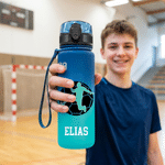 Personalised Multicolour Handball Pose Silhouette Water Bottle with Name and Number Daily Drinking Travel Birthday Gift for Handball Player Sport Lover