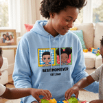 Personalized Cartoon Characters Warm Family T-shirt Sweatshirt Hoodie with Name and Text Daily Use Birthday Gift for Parents Grandparents