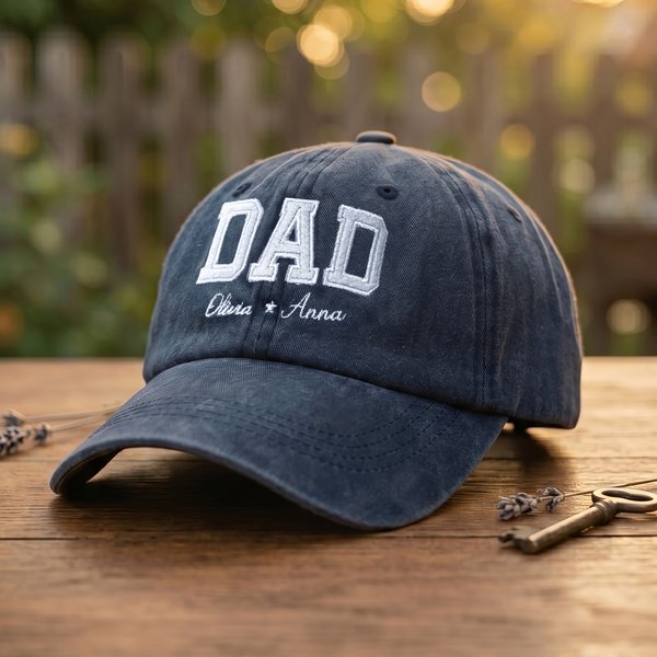Casquette de baseball rétro personnalisée et brodée pour papa, 100 % coton, avec 1 à 6 prénoms – Cadeau d'anniversaire ou pour la Fête des Pères pour homme
