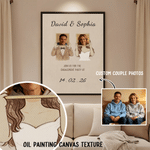 Personalized Newlyweds Childhood Photo Canvas Poster Frameless Framed Painting with Names and Date Wedding Engagement Party Gift for Couple