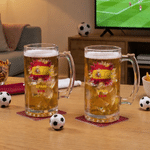 Personalized 2026 World Cup Themed 16.5 oz Beer Glass with Handle and Text Bar Party Game Day Father's Day Birthday Gift for Soccer Loving Dads
