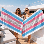 Personalised Multicolour LGBTQ Rainbow Oversized Quick Dry Beach Towel with Name Travel Essentials Party Decor Pride Month Gift for Couple Friend