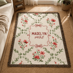 Personalised Vintage Bow Flower Soft Throw Blanket with Name Nursery Decor Baby Shower Gift for Baby Girls Toddlers