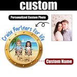 Personalised Cartoon Character Design Photo Cruise Door Magnet with Name Home Decor Birthday Summer Travel Gift for Couple