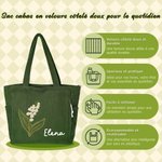 Sac cabas en velours côtelé personnalisé avec fleur de naissance et nom - Cadeau d'anniversaire pour les femmes