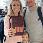 Personalized Multicolor Initials Large Capacity PU Leather Wallet with Wrist Strap Travel Essential Family Gift for Traveler Couple