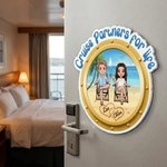 Personalised Cartoon Character Design Photo Cruise Door Magnet with Name Home Decor Birthday Summer Travel Gift for Couple