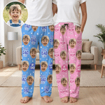 Personalized Best Dad Ever 1-5 Face Photos Pajama Pants with Name and Pocket Daily Wear Birthday Father's Day Gift for Family Father