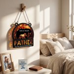 Personalize Bear Father and Kid Acrylic Suncatcher with Names and Text Window Hanging Home Decor Father's Day Gift for Father