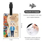 Étiquette de bagage personnalisée avec personnage de dessin animé et nom - Cadeau d'anniversaire pour les voyageurs