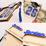 Personalised Graduation Cap Congratulations Wooden Money Holder with Name and Year Graduation Party Gift for Graduates