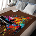 Personalized Splatter Oil Musical Instrument Pattern Soft Throw Blanket with Name Home Decor Birthday Daily Use Gift for Music Instrument Lovers