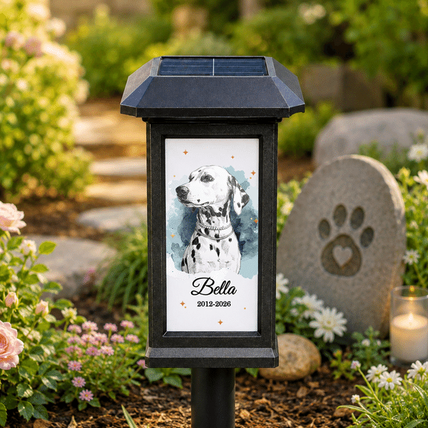 Personalized Ink Wash Style Pet Photo Waterproof Solar Garden Light with Name and Year Garden Decor Pet Loss Memorial Gift for Friends Pet Lovers