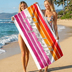 Personalised Multicolour LGBTQ Rainbow Oversized Quick Dry Beach Towel with Name Travel Essentials Party Decor Pride Month Gift for Couple Friend