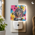 Personalized Graffiti-Style Oil Painting Pet Photo LED Plug in Night Light with Light Sensor Room Decor Birthday Gift for Pet Lovers