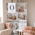 Personalized Baby Photo Collage Foldable Birth Announcement Greeting Card with Name and Date Baby Shower Birthday Gift for New Parents