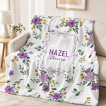 Personalised Vintage Bow Flower Soft Throw Blanket with Name Nursery Decor Baby Shower Gift for Baby Girls Toddlers
