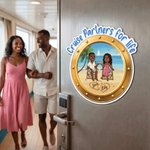Personalised Cartoon Character Design Photo Cruise Door Magnet with Name Home Decor Birthday Summer Travel Gift for Couple