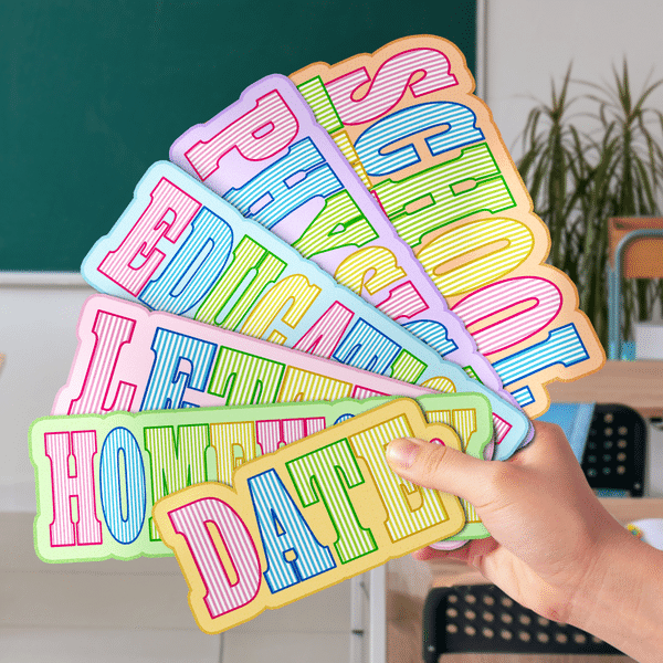 Personalised Multicolour Cartoon Striped Letter Board Magnet with Text Classroom Home Decor Back to School Gift for Teachers Kids