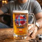 Personalized 2026 World Cup Themed 16.5 oz Beer Glass with Handle and Text Bar Party Game Day Father's Day Birthday Gift for Soccer Loving Dads
