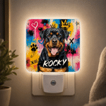 Personalized Graffiti-Style Oil Painting Pet Photo LED Plug in Night Light with Light Sensor Room Decor Birthday Gift for Pet Lovers