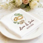 Serviette de table en 100 % coton personnalisée avec nom et date - Cadeau de mariage pour la mariée