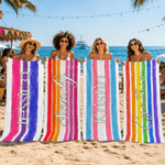 Personalised Multicolour LGBTQ Rainbow Oversized Quick Dry Beach Towel with Name Travel Essentials Party Decor Pride Month Gift for Couple Friend