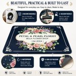 Personalised Multicolor Retro Floral Design Anti-Slip Doormat with Text Flower Shop Use Housewarming Opening Gift for Flower Shop Owner Flower Lover