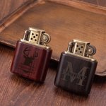Personalized Engraved Monogram Sandalwood Lighter Kit with Initial Name and Box Daily Use Wedding Birthday Gift for Men Groomsmen