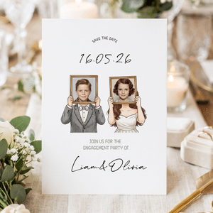 Personalised Cartoon Character Photo Wedding Greeting Card Invitation with Name and Date Wedding Engagement Party Gift for Bride Bridegroom