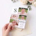 Personalized Baby Photo Collage Foldable Birth Announcement Greeting Card with Name and Date Baby Shower Birthday Gift for New Parents