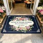 Personalised Multicolor Retro Floral Design Anti-Slip Doormat with Text Flower Shop Use Housewarming Opening Gift for Flower Shop Owner Flower Lover